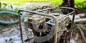 Pumping machine to drain water into the fields