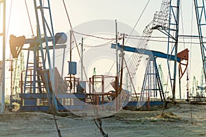 Pumping unit as the oil pump installed on a well. Equipment of oil fields