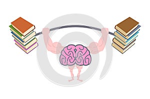 Pumping up brains. Strong brain with big muscles are engaged in