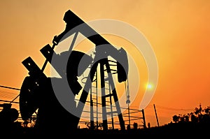 Pumpjack pumping crude oil from oil well