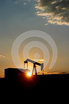 Pumpjack Sunset Vertical