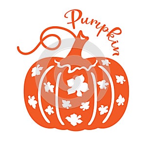 Pumpkin with abstract carved flowers. Stencil for cutting and scrapbooking