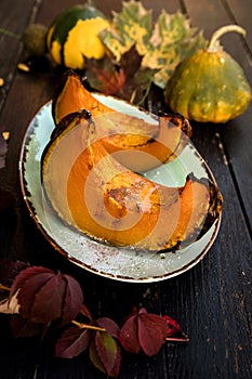 Pumpkin baked with cinnamon and sugar