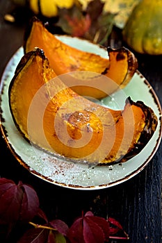 Pumpkin baked with cinnamon and sugar