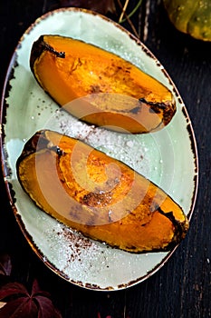 Pumpkin baked with cinnamon and sugar