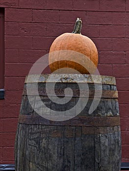 Pumpkin on a barrel