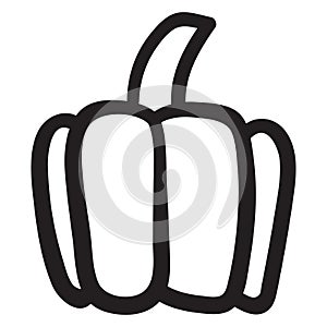 Pumpkin black and white icon. Doodle Pumpkin sketch. Vector illustration of vegetable outline.