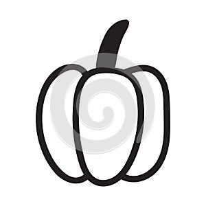 Pumpkin black and white icon. Doodle Pumpkin sketch. Vector illustration of vegetable outline.