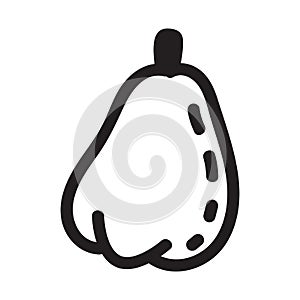 Pumpkin black and white icon. Doodle Pumpkin sketch. Vector illustration of vegetable outline.