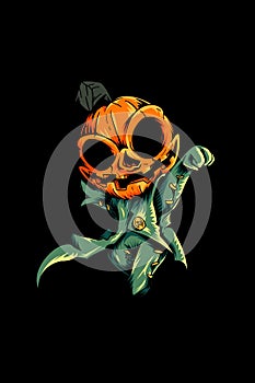 Pumpkin boy ghost vector illustration