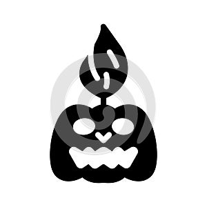 pumpkin candle icon solid illustration helloween