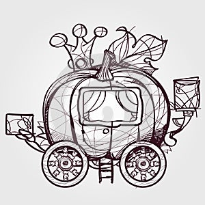 Pumpkin carriage for Cinderella outline sketch