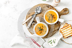 Pumpkin or carrot or sweet potato vegetable soup