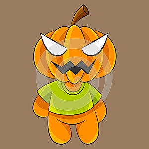 Pumpkin cartoon and green shirt