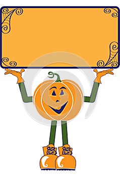 Pumpkin Character With Sign