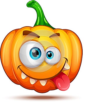 Pumpkin characters funny, funny, and crazy. Halloween cartoon emoticons