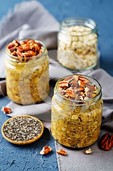 Pumpkin Chia seeds overnight oats with pecans