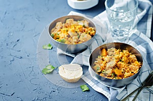 Pumpkin chicken cilantro rice