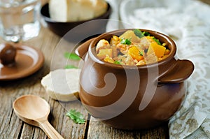 Pumpkin chicken parsley rice in a bowl