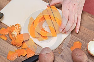 A Pumpkin is Cut to Slices