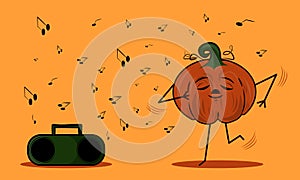 Pumpkin dancing illustration