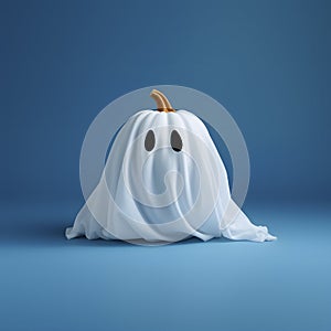 pumpkin disguised as a ghost, AI generated photo