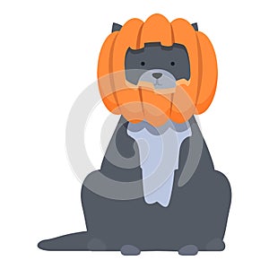 Pumpkin dog icon cartoon vector. Halloween costume
