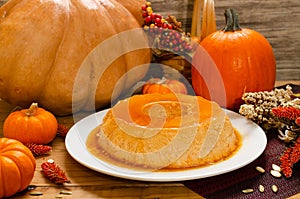 Pumpkin flan, dessert made for the Day of the Dead. photo