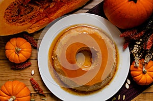 Pumpkin flan, dessert made for the Day of the Dead.