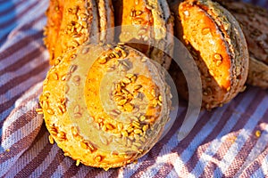 Pumpkin flavor orange color macaron cookies