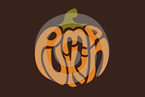 Pumpkin in the form of letter logo. Illustration on the theme of Halloween