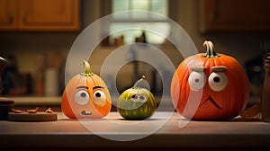 Pumpkin Friends: A Pixar-style Kitchen Encounter