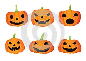 Pumpkin fruit and halloween face design on white background illustration vector