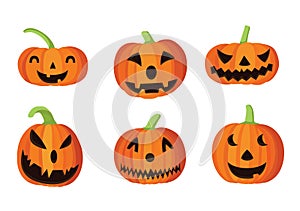 Pumpkin fruit and halloween face design on white background illustration vector