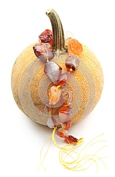 Pumpkin with genuine carnelian nugget beads