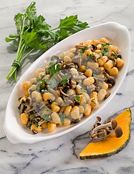 Pumpkin gnocchi with mushroom