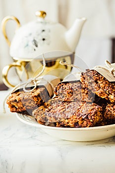 Pumpkin granola bars with peanut butter and seeds