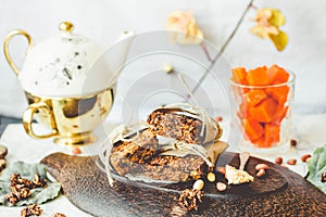 Pumpkin granola bars with peanut butter and seeds, tinting