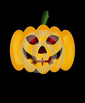 Pumpkin for Halloween on a black background, glowing eyes, lamp Jack.