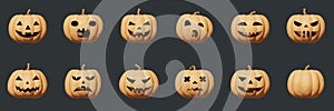 Pumpkin Halloween emotion - flat plasticine vector