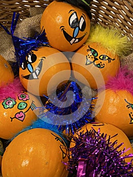 Pumpkin Halloween Faces Background