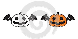 pumpkin Halloween icon bat vampire dracula spooky ghost vector logo symbol cartoon character illustration doodle