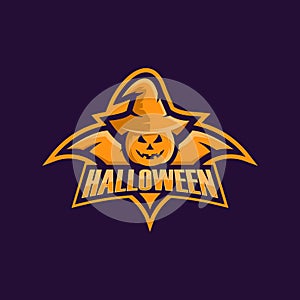 Pumpkin halloween logo DESIGN illustration