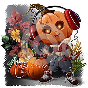 Pumpkin Halloween music lover