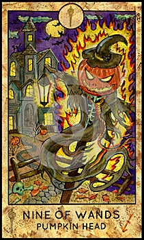 Pumpkin Head. Nine of wands