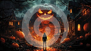 pumpkin-headed monster on a Halloween