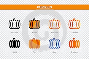 pumpkin icon in different style. pumpkin vector icons designed in outline, solid, colored, filled, gradient, and flat style. photo