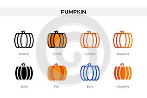 pumpkin icon in different style. pumpkin vector icons designed in outline, solid, colored, filled, gradient, and flat style. photo