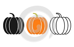 Pumpkin icon. Vector illustration. Autumn symbol. Flat design