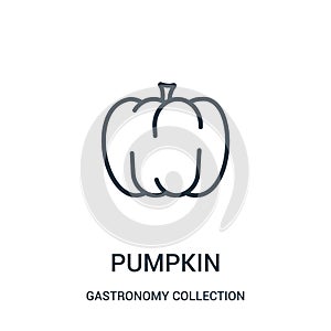 pumpkin icon vector from gastronomy collection collection. Thin line pumpkin outline icon vector illustration